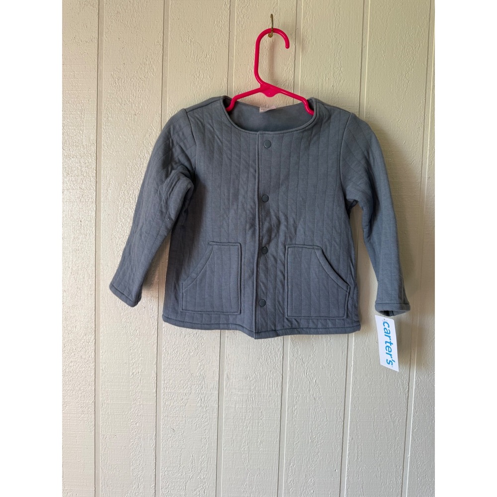 Carters Kids Quilted Snap Front Cardigan Gray Jacket 18M IT639710